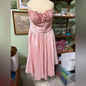 Unique Vintage Strapless Pink Dress